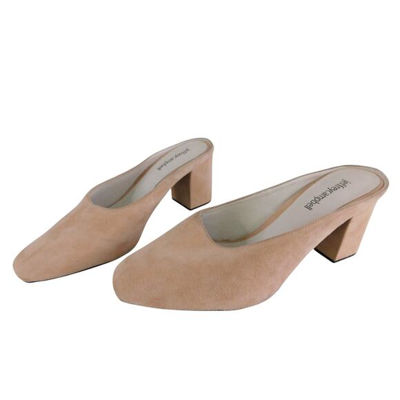 Women’s Size 8.5 Jeffrey Campbell Nude Suede Block Heel Mules 3” Slip-On - Picture 1 of 5